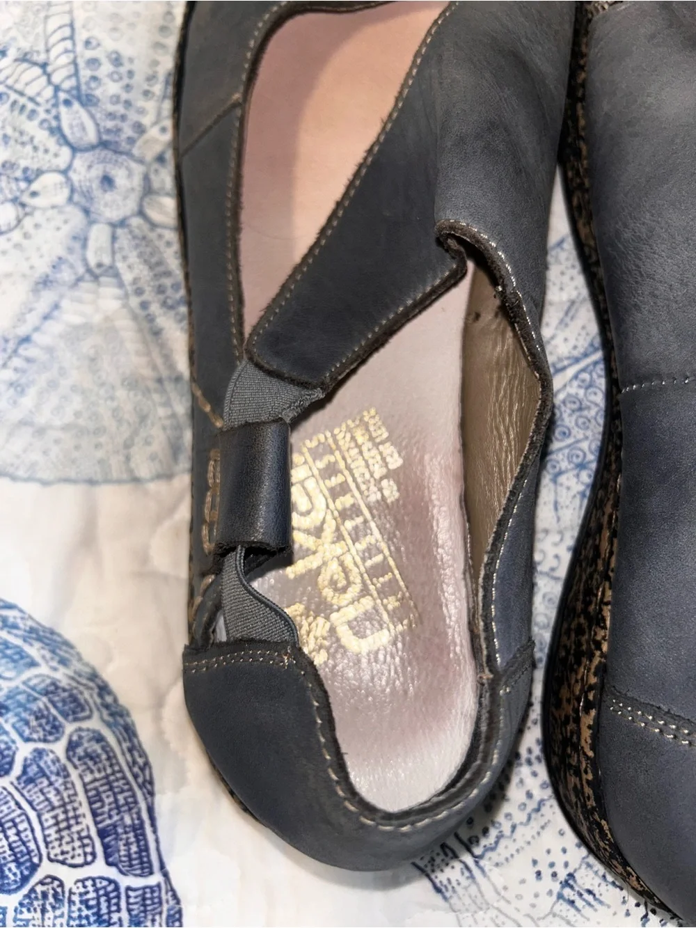 Rieker Blue Leather Cutout Comfort Flats